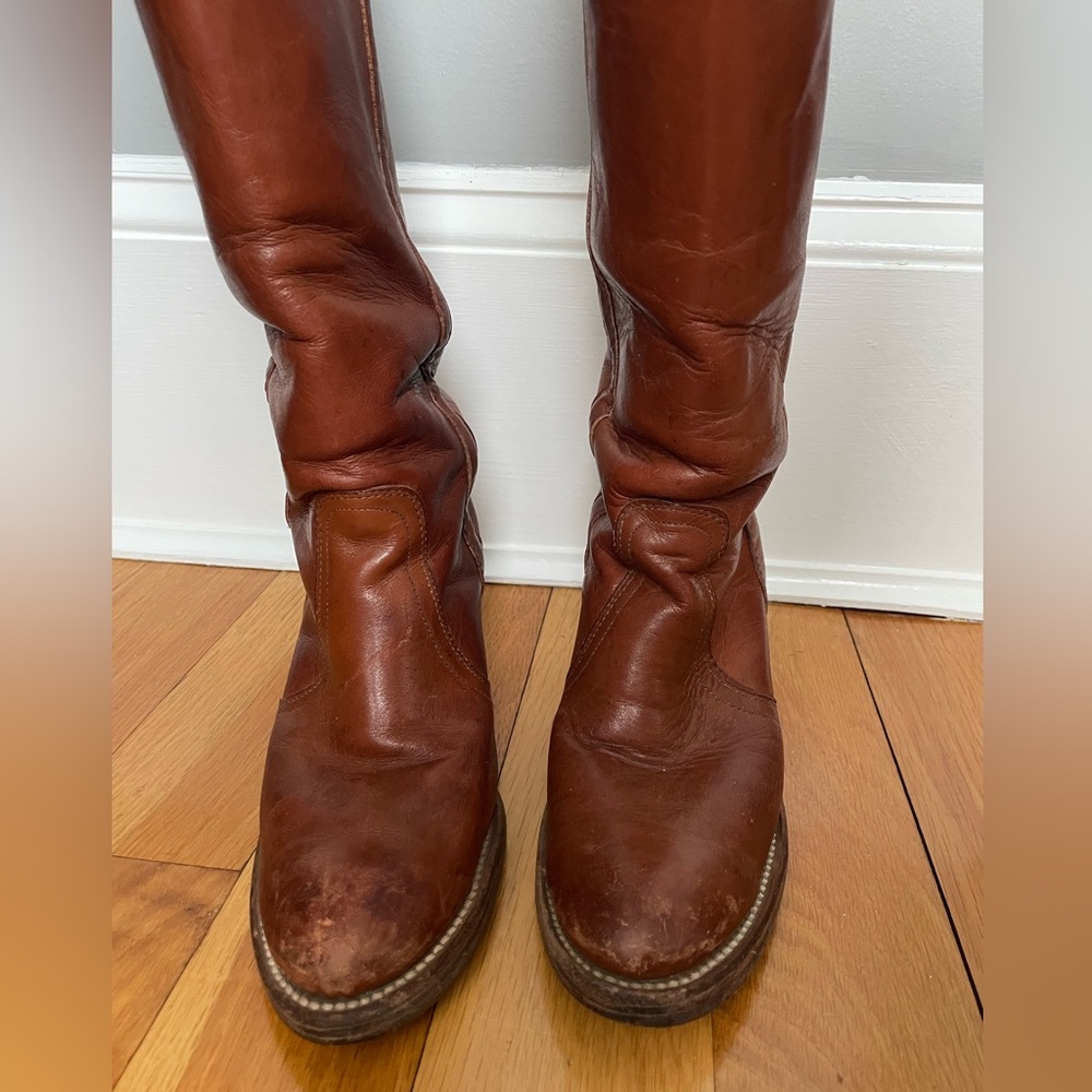 Vintage Frye Brown Leather Boots Sz 6.5 - Picture 6 of 9